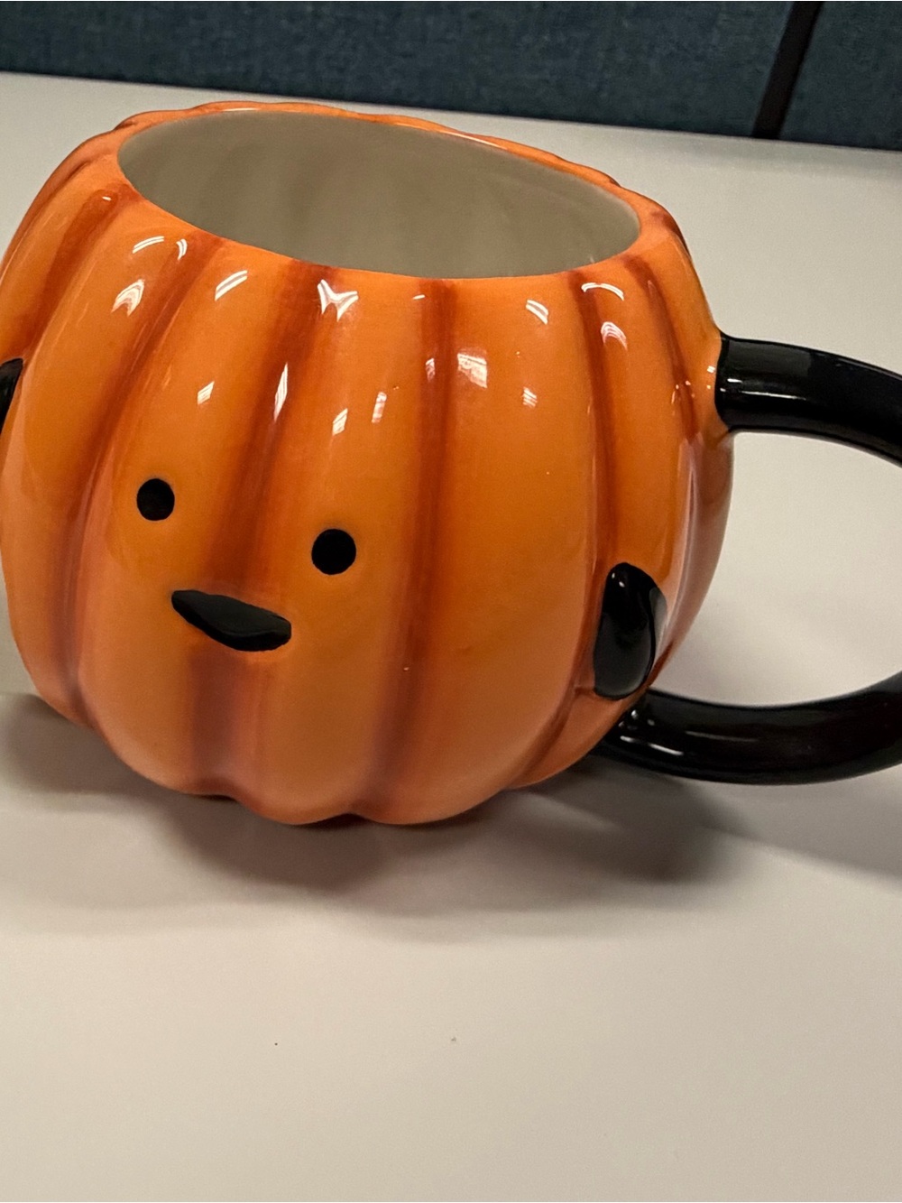 Festive Orange Pumpkin Ceramic Mug with Black Handle - Seasonal Home Decor